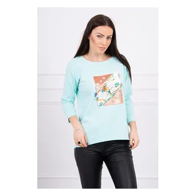 Halenka s grafikou 3D Bird mint UNI