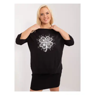 Černá dámská halenka plus size s 3/4 rukávem JEDNA VELIKOST