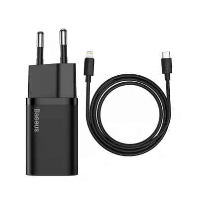 Baseus Super Si Quick nabíjačka 1C 20W PD + USB-C / Lightning kábel, čierna (TZCCSUP- B01)