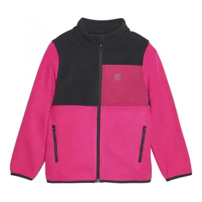 Dievčenská flisová mikina so zipsom COLOR KIDS Fleece Jacket - Colorblock, fuchsia purple