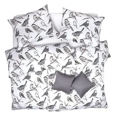 SCANquilt obliečky SATÉN DESIGN grey birds sivo-béžové