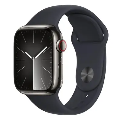 APPLE WATCH SERIES 9 GPS + CELLULAR 41MM GRAPHITE STAINLESS STEEL CASE MIDN.SPORT BAND-S/M,MRJ83