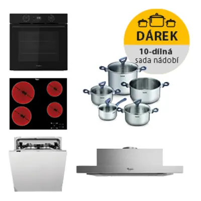 Whirlpool rúra OMK58CU1SB + varná doska AKT8090NE + umývačka riadu WIC3C26F + odsávač pár AKR749