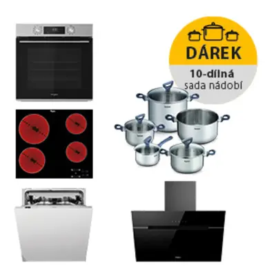 Rúra Whirlpool OMK58CU1SX + sklokeramická varná doska AKT8090NE + komínový odsávač pár WHVP62FLT