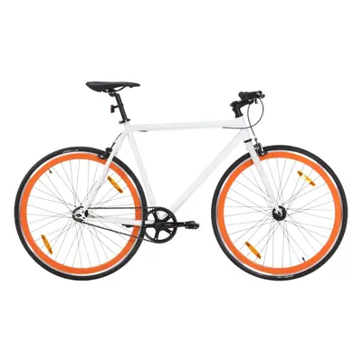 vidaXL Bicykel s pevným prevodom bielo-oranžový 700c cm