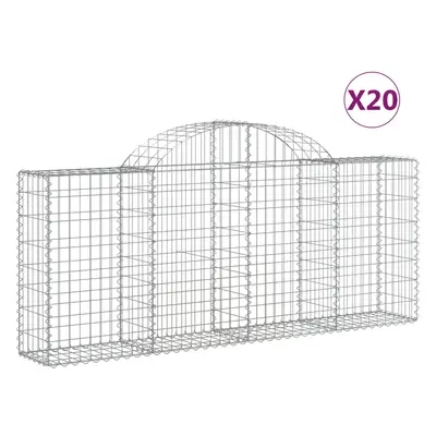 vidaXL Oblúkové gabionové koše 20ks 200x30x80/100cm pozinkované železo