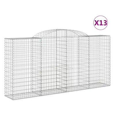 vidaXL Oblúkové gabionové koše 13 ks 300x50x140/160 cm pozink. železo