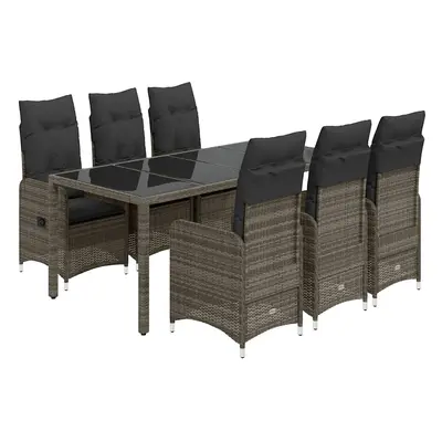vidaXL 7-dielna záhradná bistro súprava s vankúšmi sivá polyratan