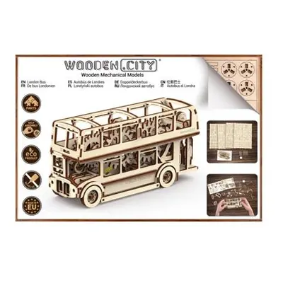 Wooden City 3D mechanické puzzle -Londýnsky autobus