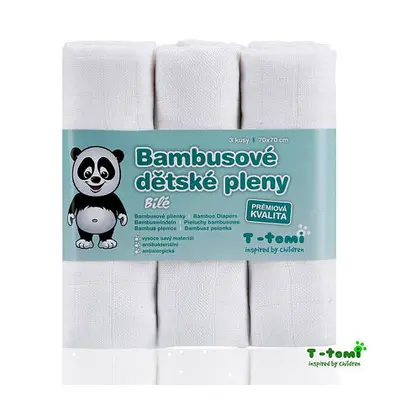 T-TOMI Bambusové plienky, súprava 3 kusov, biela