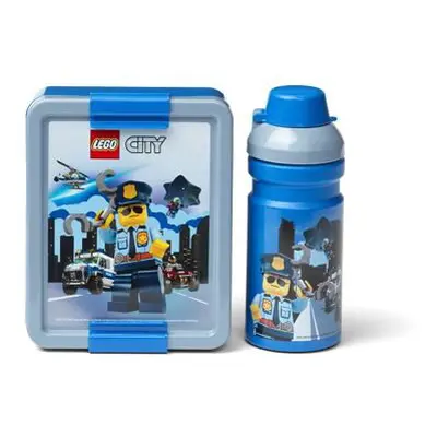 LEGO City desiatový set (fľaša a box) - modrá