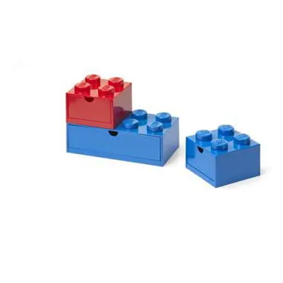 LEGO stolné boxy so zásuvkou Multi-Pack 3 ks - červená, modrá