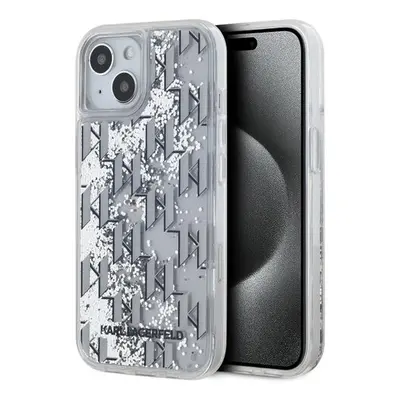 Karl Lagerfeld Liquid Glitter Monogram Gradient Zadní Kryt pro iPhone 14 White