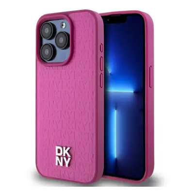 DKNY PU Leather Repeat Pattern Stack Logo Magsafe Zadní Kryt pro iPhone 15 Pro Max Pink