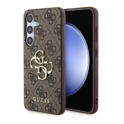 Guess PU 4G Metal Logo Zadní Kryt pro Samsung Galaxy S24+ Brown