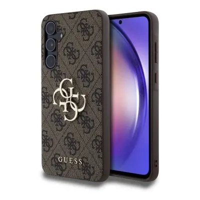 Guess PU 4G Metal Logo Zadní Kryt pro Samsung Galaxy A55 5G Brown