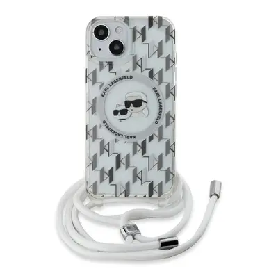 Karl Lagerfeld IML Monogram Crossbody K&CH Heads MagSafe Zadní Kryt pro iPhone 14 Transparent