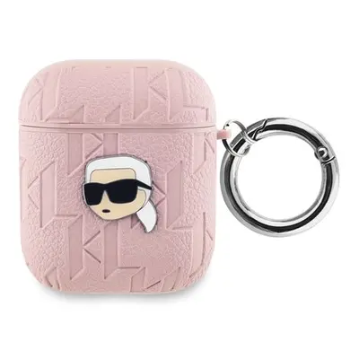 Karl Lagerfeld PU Embossed Karl Head Pouzdro pro AirPods 1/2 Pink