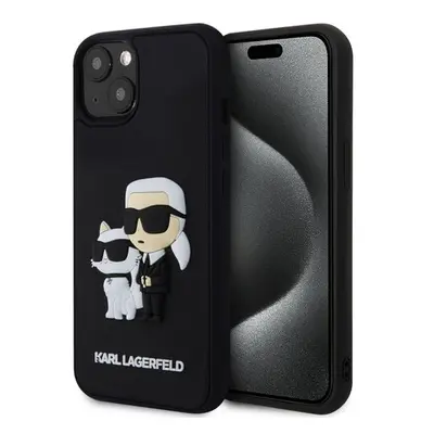 Puzdro Karl Lagerfeld 3D Rubber Karl and Choupette iPhone 13 - čierne