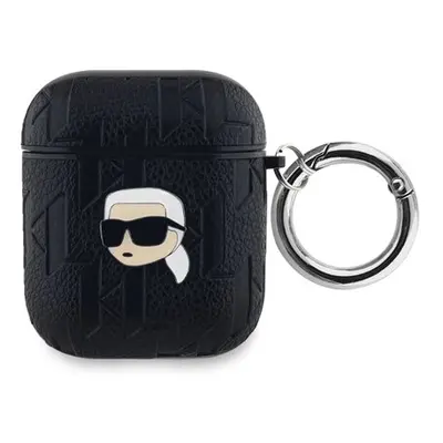 Karl Lagerfeld PU Embossed Karl Head Pouzdro pro AirPods 1/2 Black