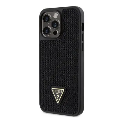 Guess Rhinestones Triangle Metal Logo Kryt pro iPhone 14 Pro Max Black