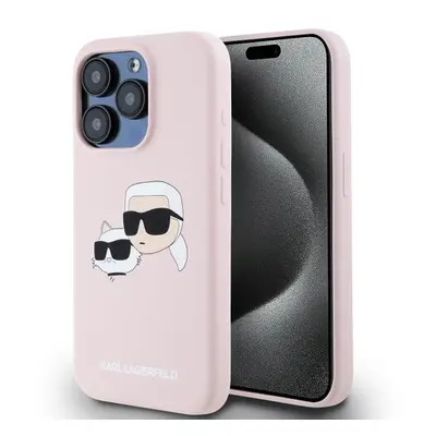 Karl Lagerfeld Liquid Silicone Double Heads Magsafe Zadní Kryt pro iPhone 15 Pro Max Pink