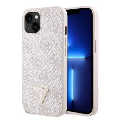 Puzdro Guess PU 4G Strass Triangle Metal Logo iPhone 15 - ružové