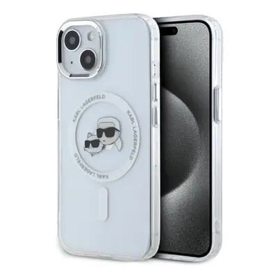 Karl Lagerfeld IML K&CH Heads Metal Frame MagSafe Zadní Kryt pro iPhone 13 Transparent