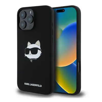 Karl Lagerfeld Liquid Silicone Choupette Head MagSafe Zadní Kryt pro iPhone 16 Pro Black