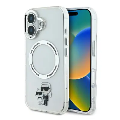 Karl Lagerfeld IML Karl and Choupette MagSafe Zadní Kryt pro iPhone 16 Plus Transparent