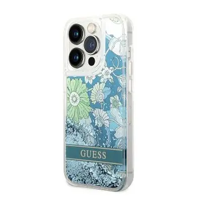 Guess case for iPhone 14 Pro 6,1" GUHCP14LLFLSN green hardcase Flower Liquid Glitter