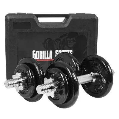 Gorilla Sports Jednoručný liatinový set + kufrík, 20 kg