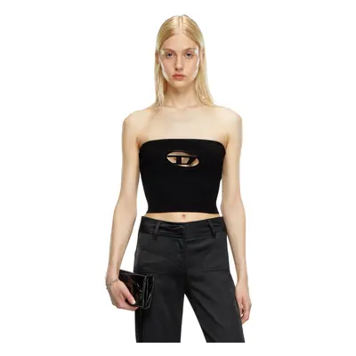 Diesel - Bandeau top with oval D plaque - Tops - Woman - Black