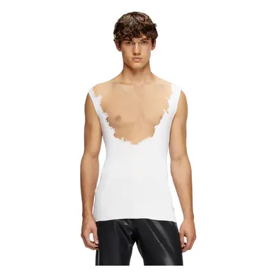 Diesel - Knit tank top with devoré sweat stains - T-Shirts - Man - White