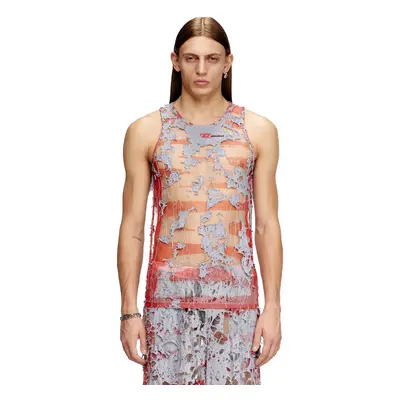 Diesel - Destroyed tank top in devoré jersey - T-Shirts - Unisex - Multicolor