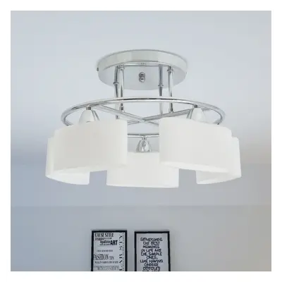 vidaXL Stropná lampa s elipsovými tienidlami na 5 žiaroviek E14, 200 W