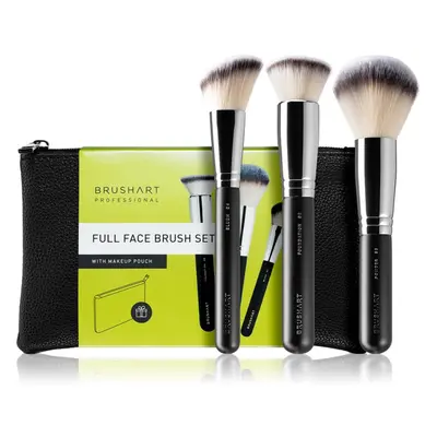 BrushArt Professional Full Face brush set with makeup pouch Sada štetcov s taštičkou Black