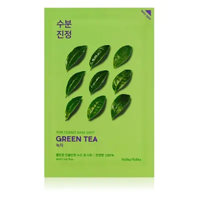 Holika Holika Pure Essence Green Tea ošetrujúca plátienková maska pre citlivú pleť so začervenan