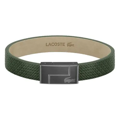 Lacoste Zelený kožený náramok Monogram Leather 17,5 cm