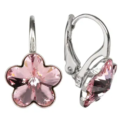 Levien Dievčenské strieborné náušnice Flower Crystal Light Rose