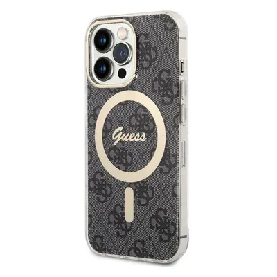 Guess 4G IML MagSafe Kompatibilný Zadný Kryt pre iPhone 13 Pro Black