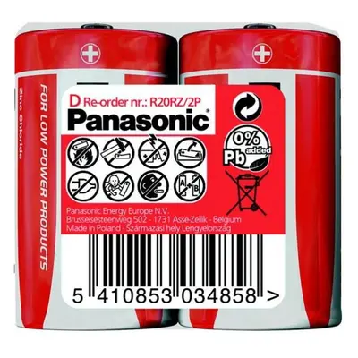 Panasonic Red Zinc D zinkouhlíková batéria (2ks)