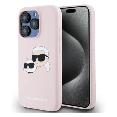 Karl Lagerfeld Liquid Silicone Double Heads Magsafe Zadný Kryt pre iPhone 15 Pro Max Pink