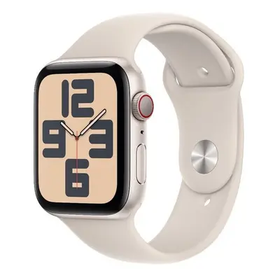 Apple Watch SE (2023) Cellular 44mm športový silikónový remienok hviezdne biely S/M