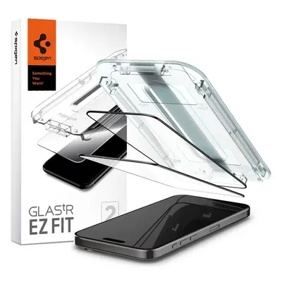 Spigen Glass tR EZ Fit 2 Pack tvrdené sklo iPhone 15 Pro čierne