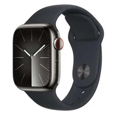 Apple Watch Series 9 Cellular 41mm Grafitová oceľ s temne atramentovým športovým remienkom S/M