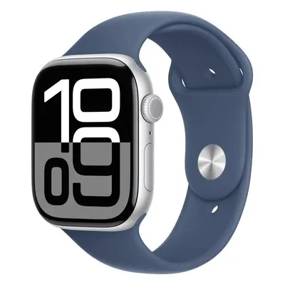 Apple Watch Series 10 46mm Strieborný hliník s denimovým športovým remienkom S/M