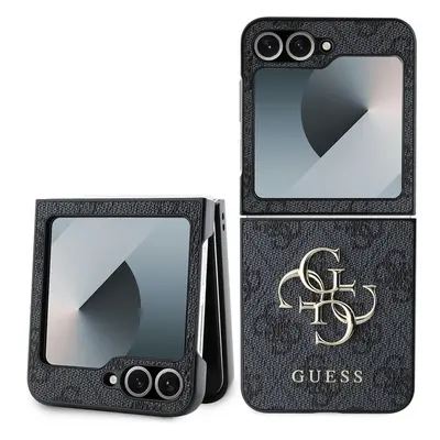 Guess PU 4G Metal Logo Zadný Kryt pre Samsung Galaxy Z Flip 6 Grey