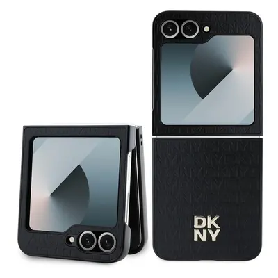 DKNY PU Leather Repeat Pattern Stack Logo Zadný Kryt pre Samsung Galaxy Z Flip 6 Black