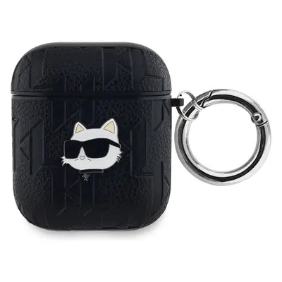 Karl Lagerfeld PU Embossed Choupette Head Puzdro pre AirPods 1/2 Black